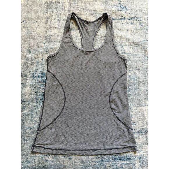 Zella Gray Stripe Space Dye Racerback Athletic Tank Top Medium - Picture 1 of 7